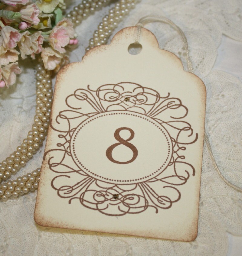 Wedding Table Number Tags Escort Tags Name Cards Tags Vintage Scroll