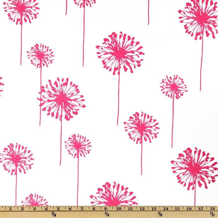 TABLE RUNNER Candy pink fuchsia dandelions on off white and fuchsia hot pink