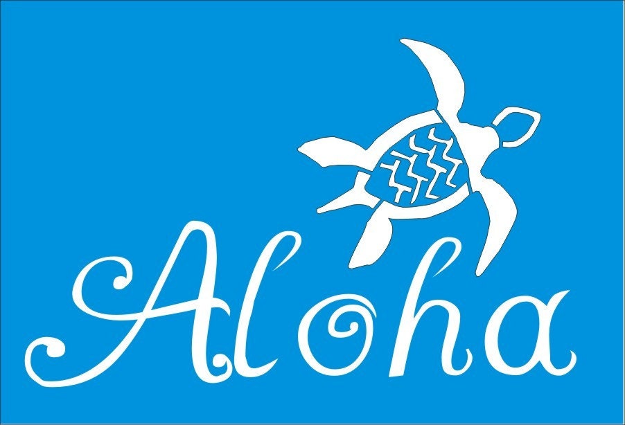 Stencil Aloha sea turtle honu island beach image and wording combined are 