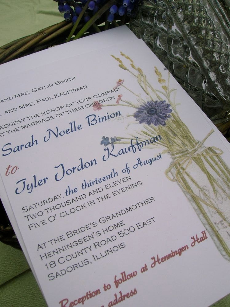 Wild Flowers in a Mason Jar Wedding Invitation Deposit