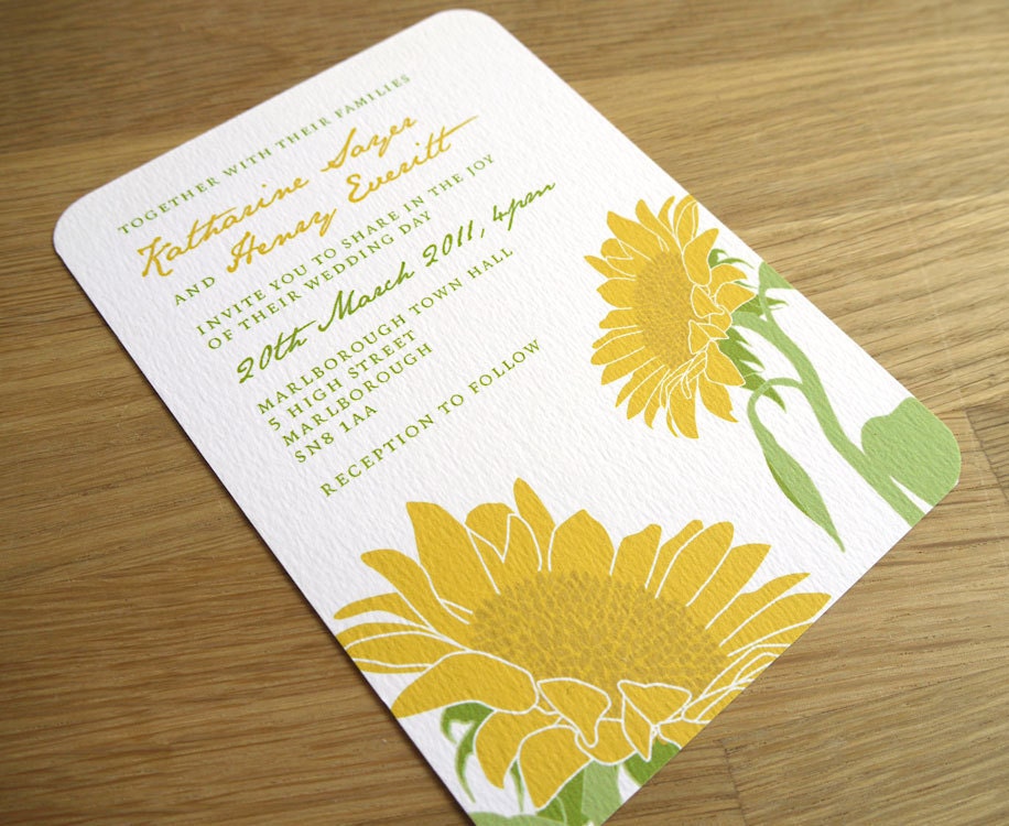 SUNFLOWER wedding invitation SAMPLE ONLY From twoforjoypaper