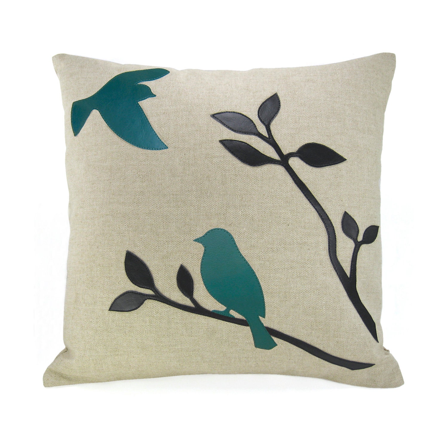 Turquoise bird throw pillow case from Bird