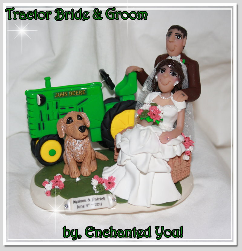 wedding cake toppers blue tractor