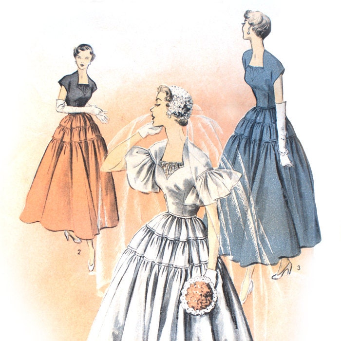 1950s Wedding Dress Sewing Pattern Advance 5503 Bust 36