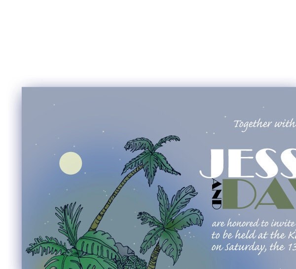 Starry Night Desert Island Printable Wedding Invitation