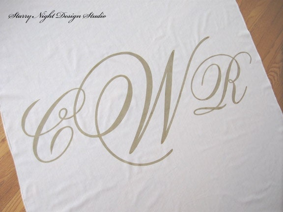 Monogram Wedding Aisle Runner on Real Cloth that Won't Rip or Tear Ivory