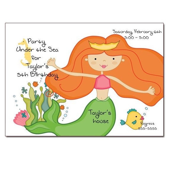 Mermaid with Hair Color Options (Red)