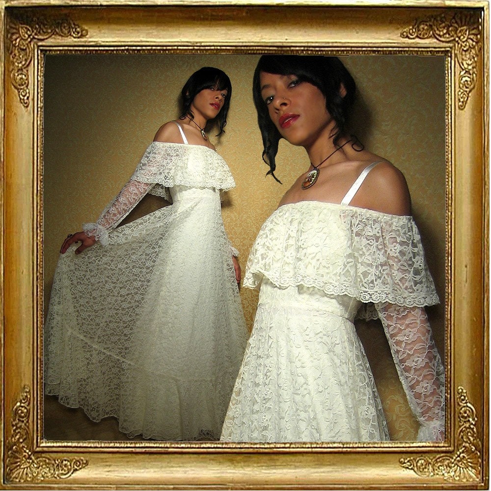 cream lace Victorian dress