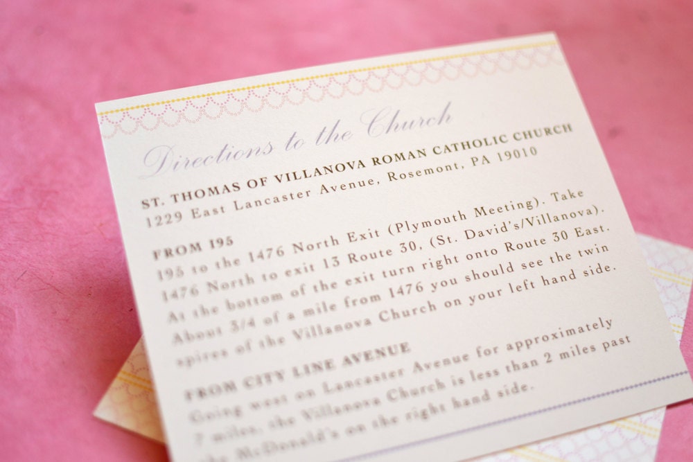 Vintage Inspired Chandelier Directions Card Wedding Invitation InsertLarge