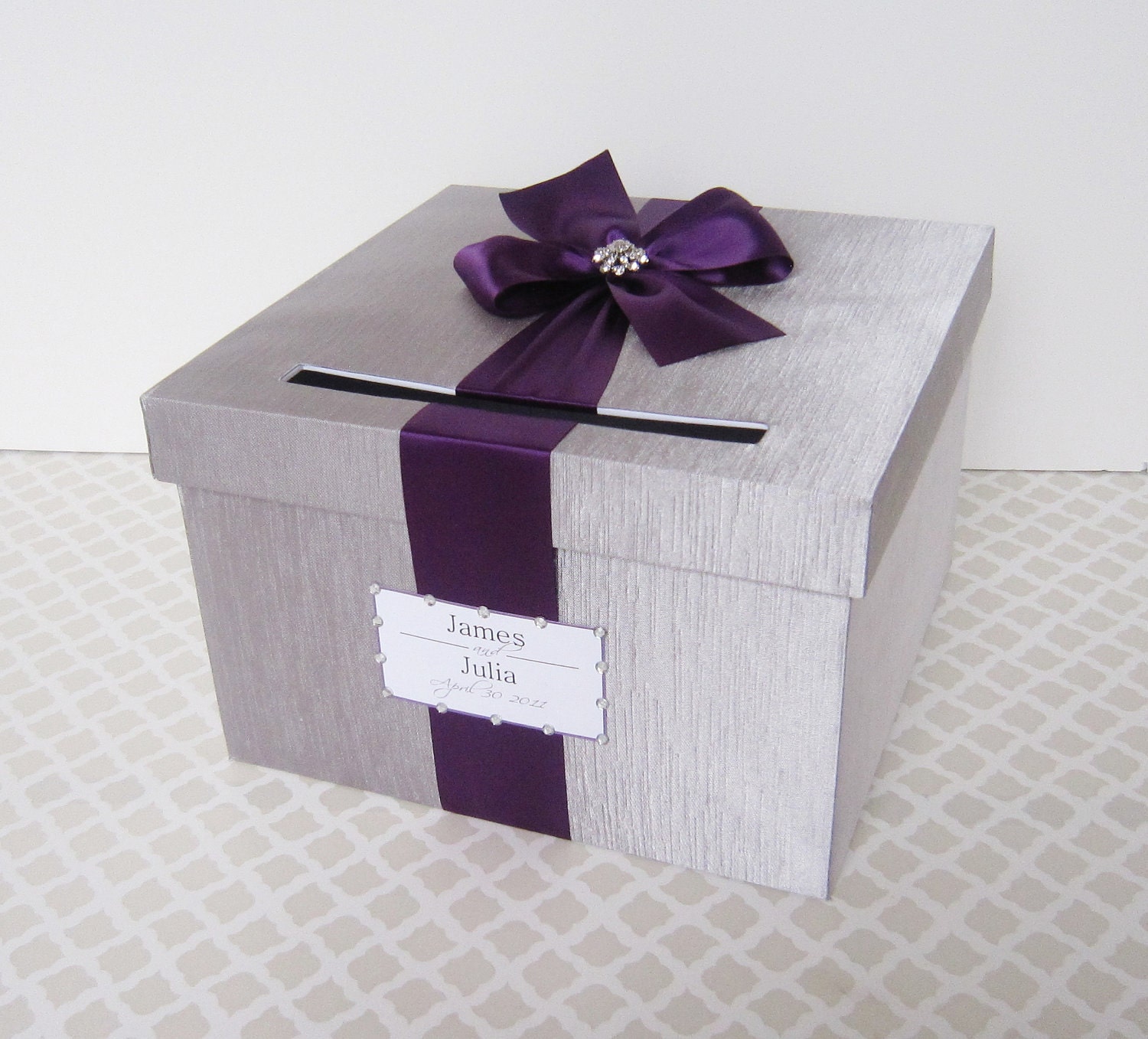 purple and silver wedding card box ideas