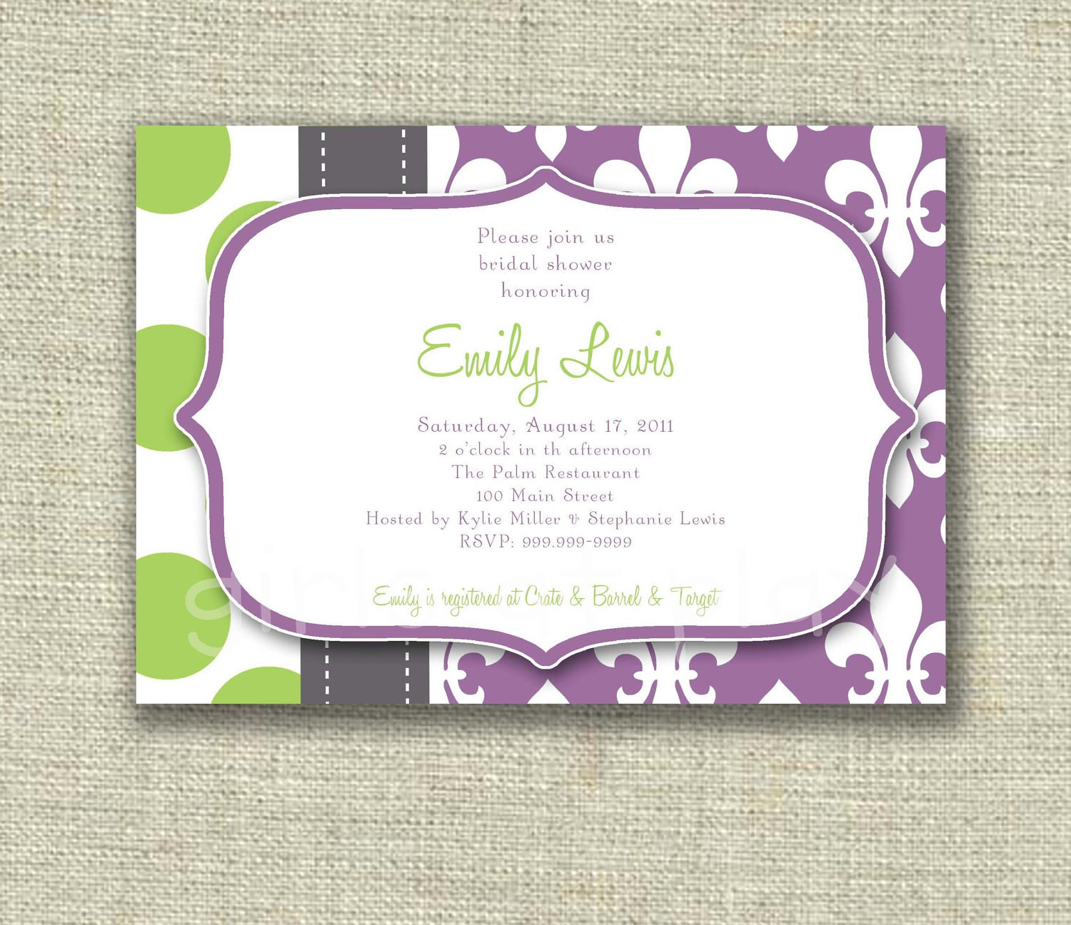 purple and green wedding invitations