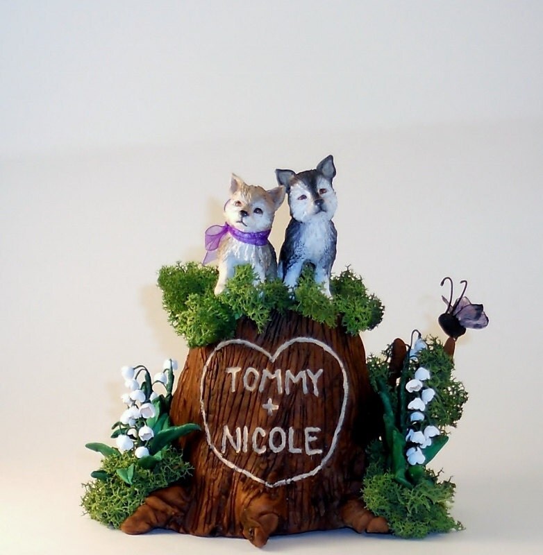 Small Custom Wedding Cake Topper Tree Stump Sculpture Keepsake Example 