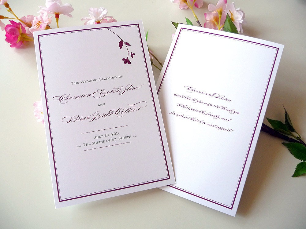 100 Sweet Branch Folded Wedding Programs From PrettyStationeryShop