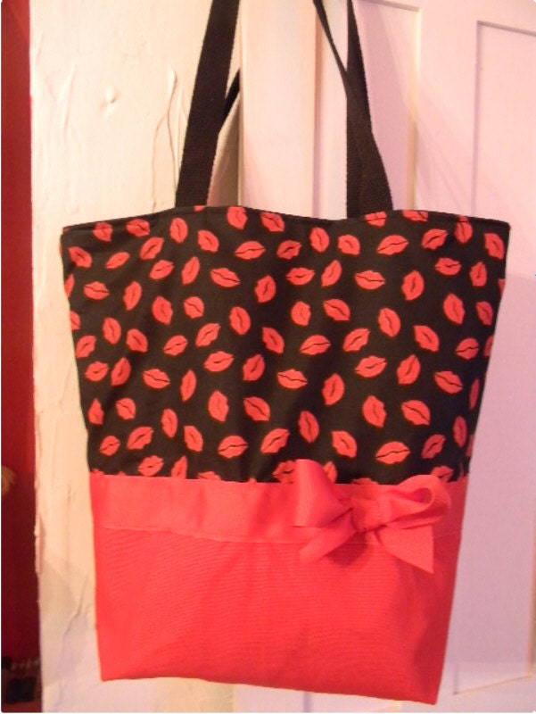 Red Black Hot Kisses Love Purse Tote BAG or Diaperbag