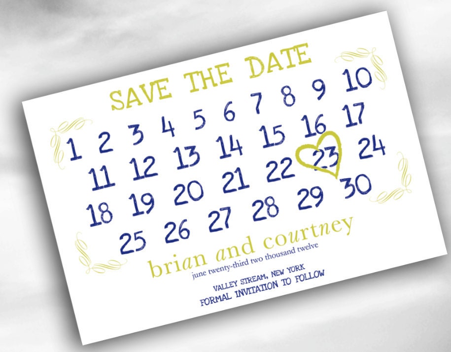 Save the date Calendar modern wedding customize to your colors
