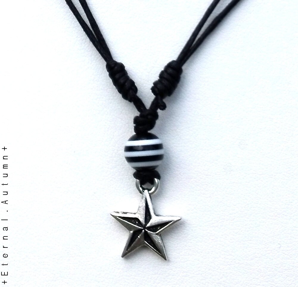 Nautical Star Pendant on adjustable Cotton Cord choker Necklace