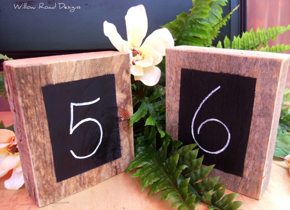 Rustic Wedding Chalkboard Barnwood Table NumbersSet of 12