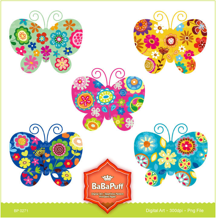 Butterfly Clip art for scrapbooking wedding invitation card Personal and 
