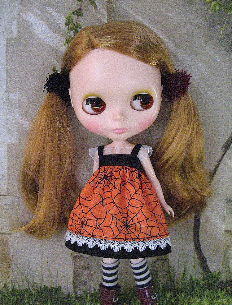 Halloween Web Dress for Blythe Pullip Orange From hiblythe