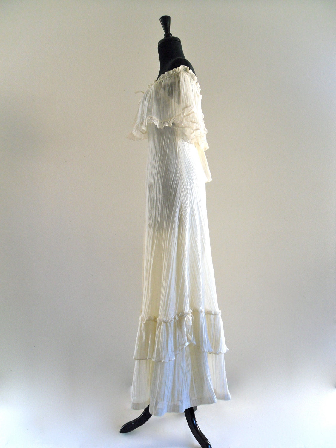 TieRed HiPPie RuffLe LaCe EmPiRe GoDDeSs WeDDing DreSs MaXi Gown 