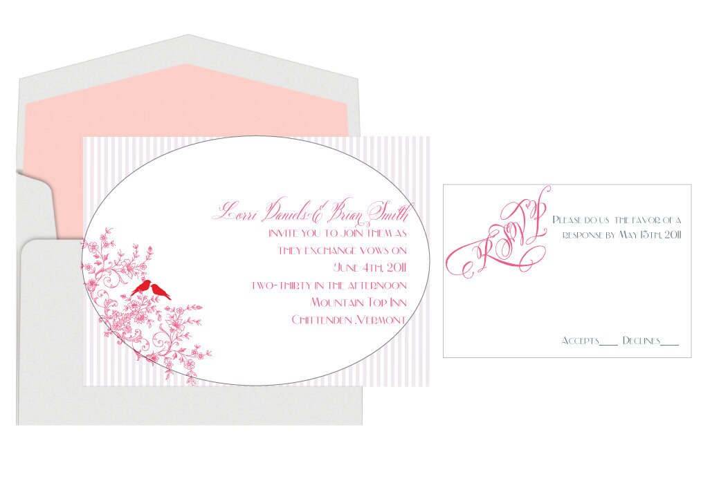 Wedding Invitations with Vintage Love Birds and Florals From LassodMoon