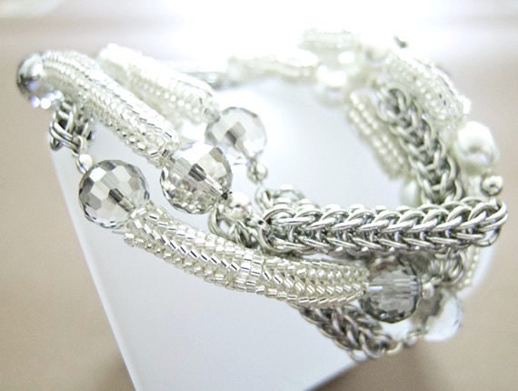 Persian Chainmaille and Silver Ndebele Bracelet Wrap by JeannieRichard Persian Chainmaille and Silver Ndebele Bracelet Wrap by JeannieRichard
