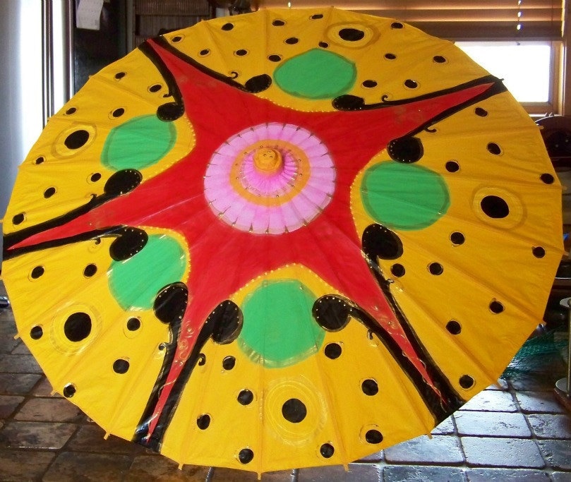 Room Decor Display Hand Painted Parasol Wedding One of a Kind
