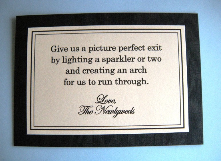 5x7 Flat Sparkler Exit Wedding Sign in Black and Cream READY TO SHIP