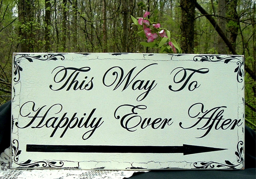 Hand Painted Wedding Signs Shabby Chic Wood Sign Happily Ever After 24 x 12