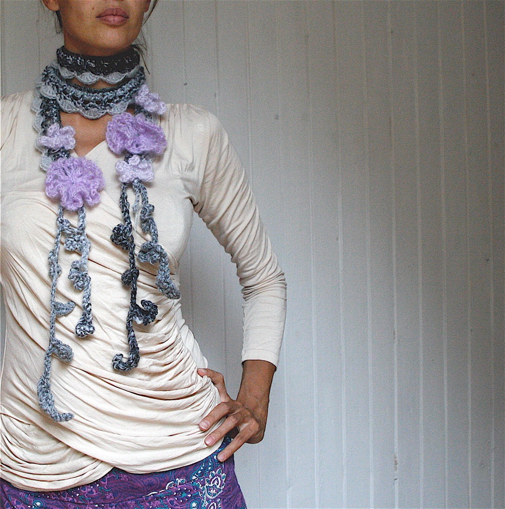 Crochet an Oversized Long Stem Rose Scarf with Irish Leaf and