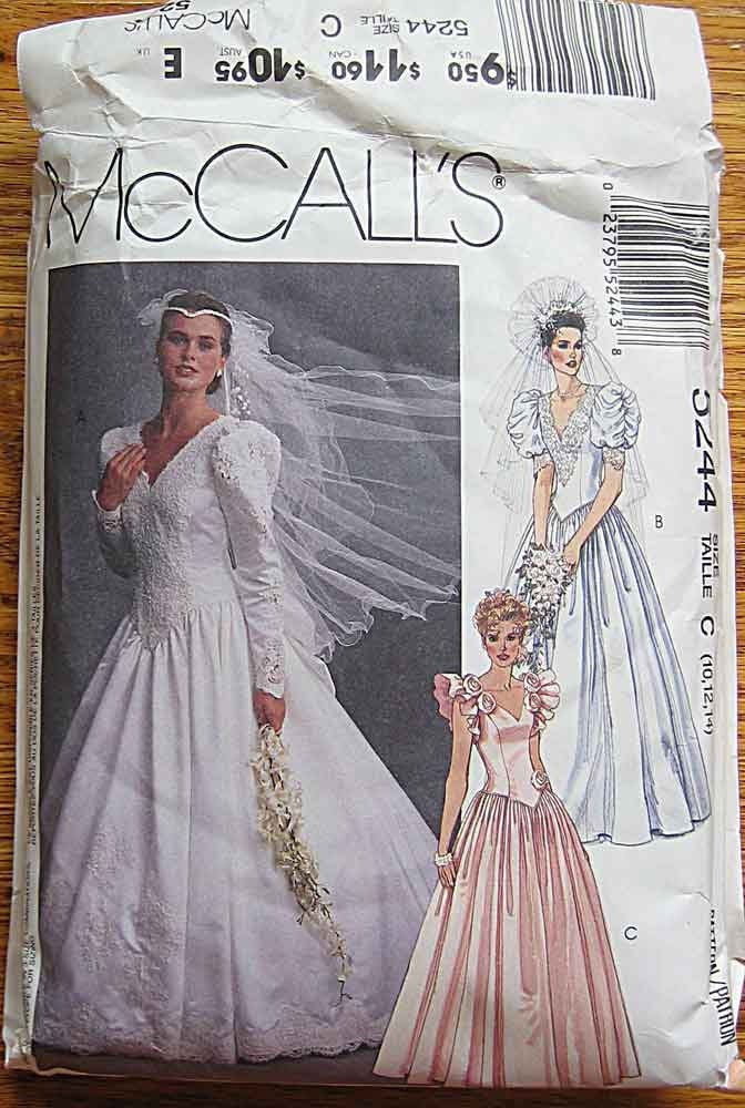 Misses' Bridal Gown and Bridesmaid Dress Wedding McCall's 5244 Pattern