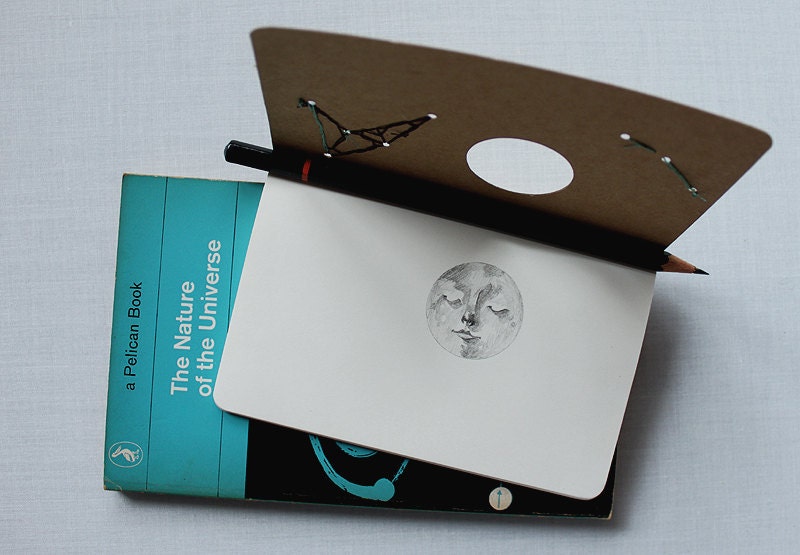 Moleskine cahier original altered journal with window - Full Moon Altered Moleskine cahier - Full Moon