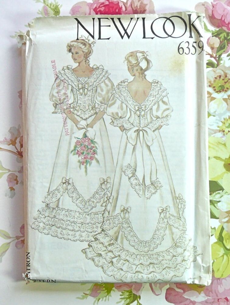 Vintage 1980s Womens Victorian Wedding Dress Pattern New Look 6359