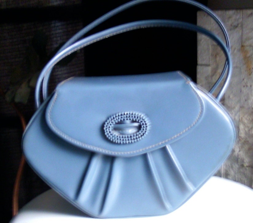 blue Leather handbag in LA