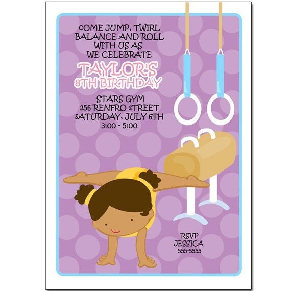 Gymnastics Girl with Polk Dot Background (Dark Skinned)