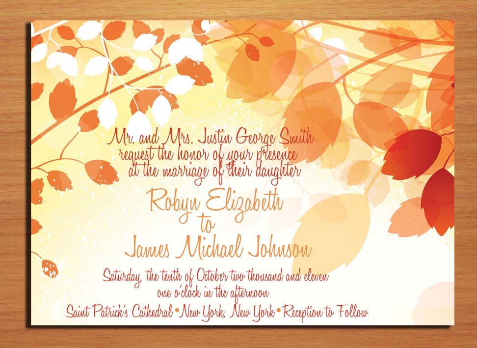 Fall Branches Autumn Wedding Invitation PRINTABLE DIY