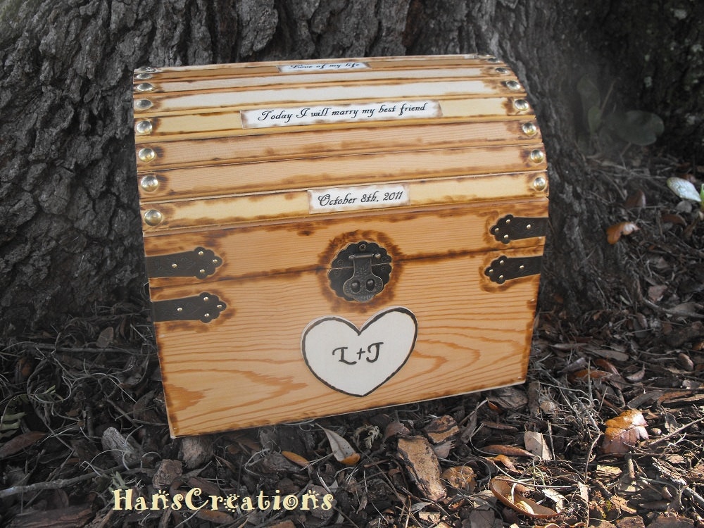 Large Custom Wedding Card Money Box Rustic Woodland Personalized With