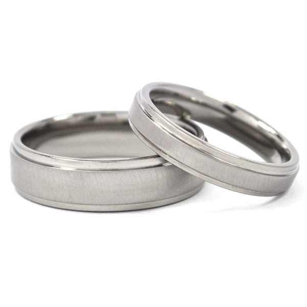 New His And Hers Wedding Band Set Titanium Rings