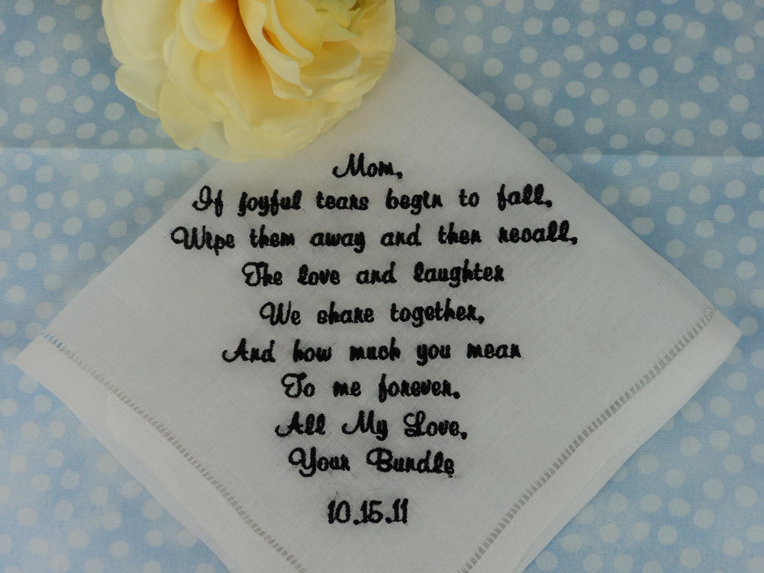 Wedding handkerchiefbride and groom hanky sethand embroideredwedding