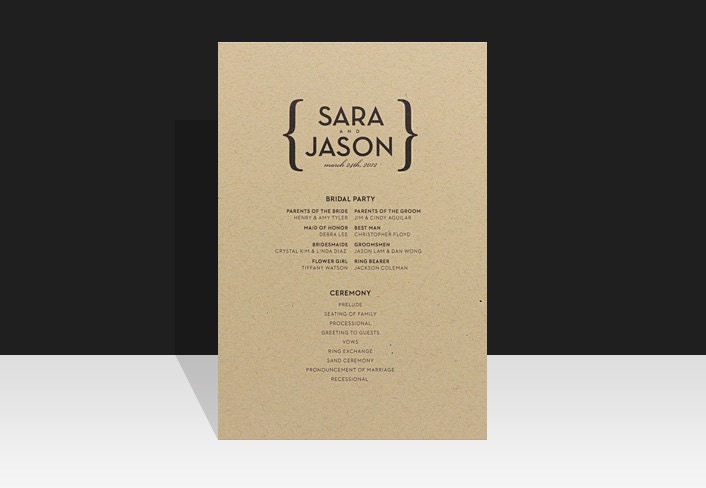 Sara Modern Urban Flat Wedding Program Sample From Paperee