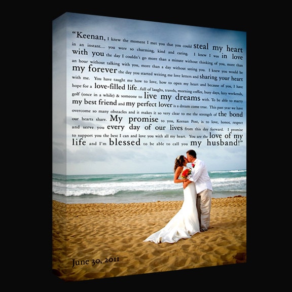 Your Wedding Pictures to Canvas Art Personalized with Your Words Vows lyrics