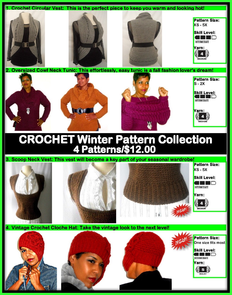 Crochet Patterns - Cross Stitch, Needlepoint, Rubber Stamps from 1