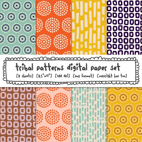 digital paper printable tribal patterns circles patterned paper for 