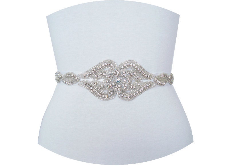 CLARA Romantic Luxe Bridal Couture Crystal Rhinestone Beaded Bridal Sash
