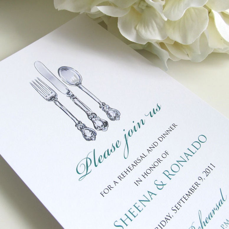 Printable Wedding Rehearsal Dinner Invitations Silverware Digital File for 