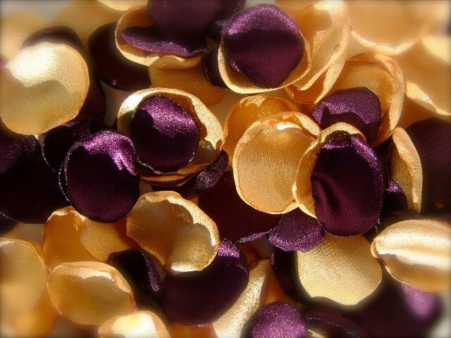200 rose petals handmade mixed colors purple and gold wedding rose petals 