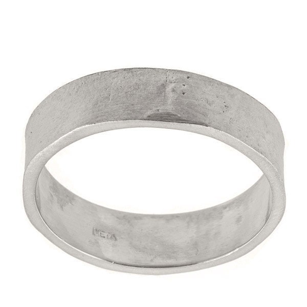 Mens Wide Textured Wedding Band Ring in 14k White Gold