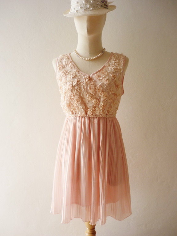 Christmas SALE - The Amor - Rose Garden Chiffon Mini Dress in Romantic Pink