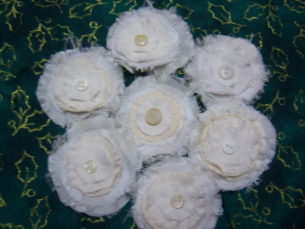  flowers vintage fabrics w vintage buttons for wedding head table 