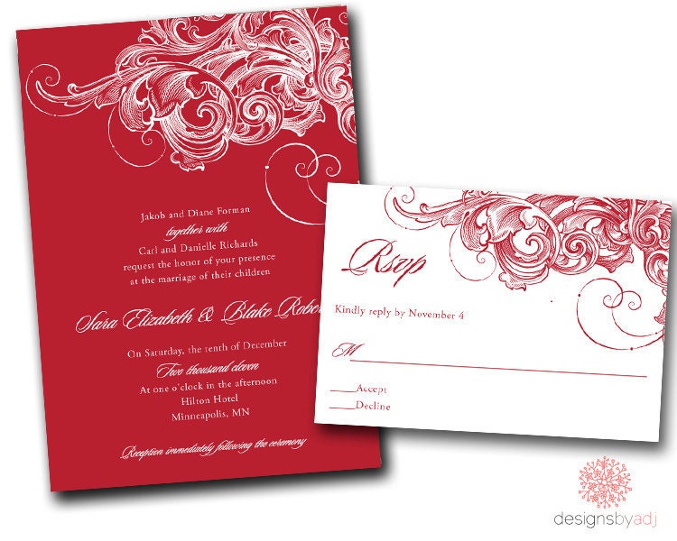 SAMPLE SET Vintage Scroll Wedding Invitation From DesignsbyAdj